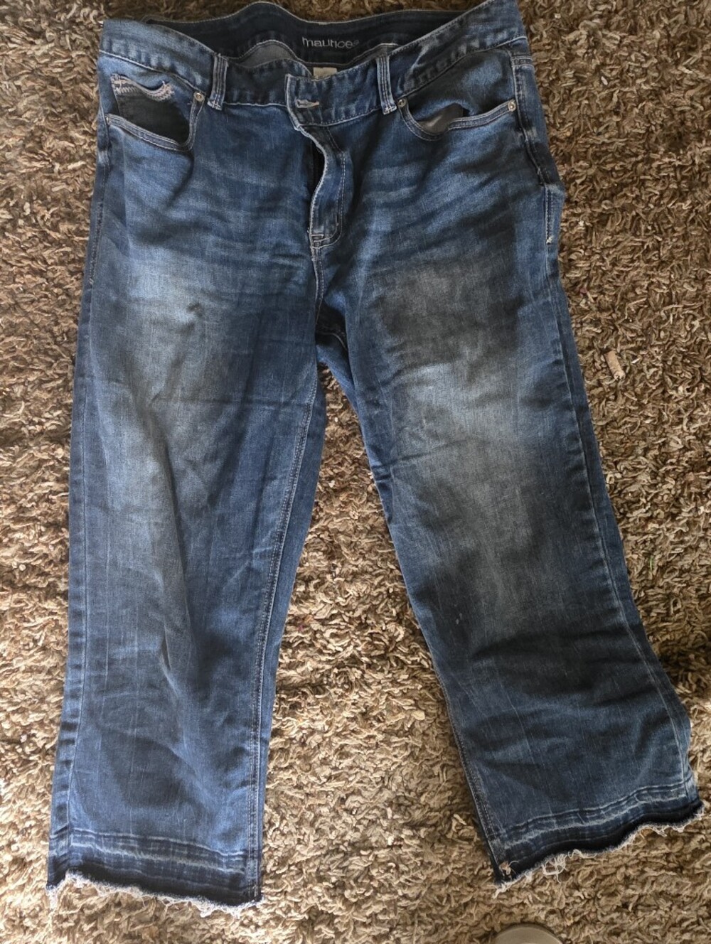 Maurices 11/12 Cropped Capri Jeans Flap Pocket Distressed Hem